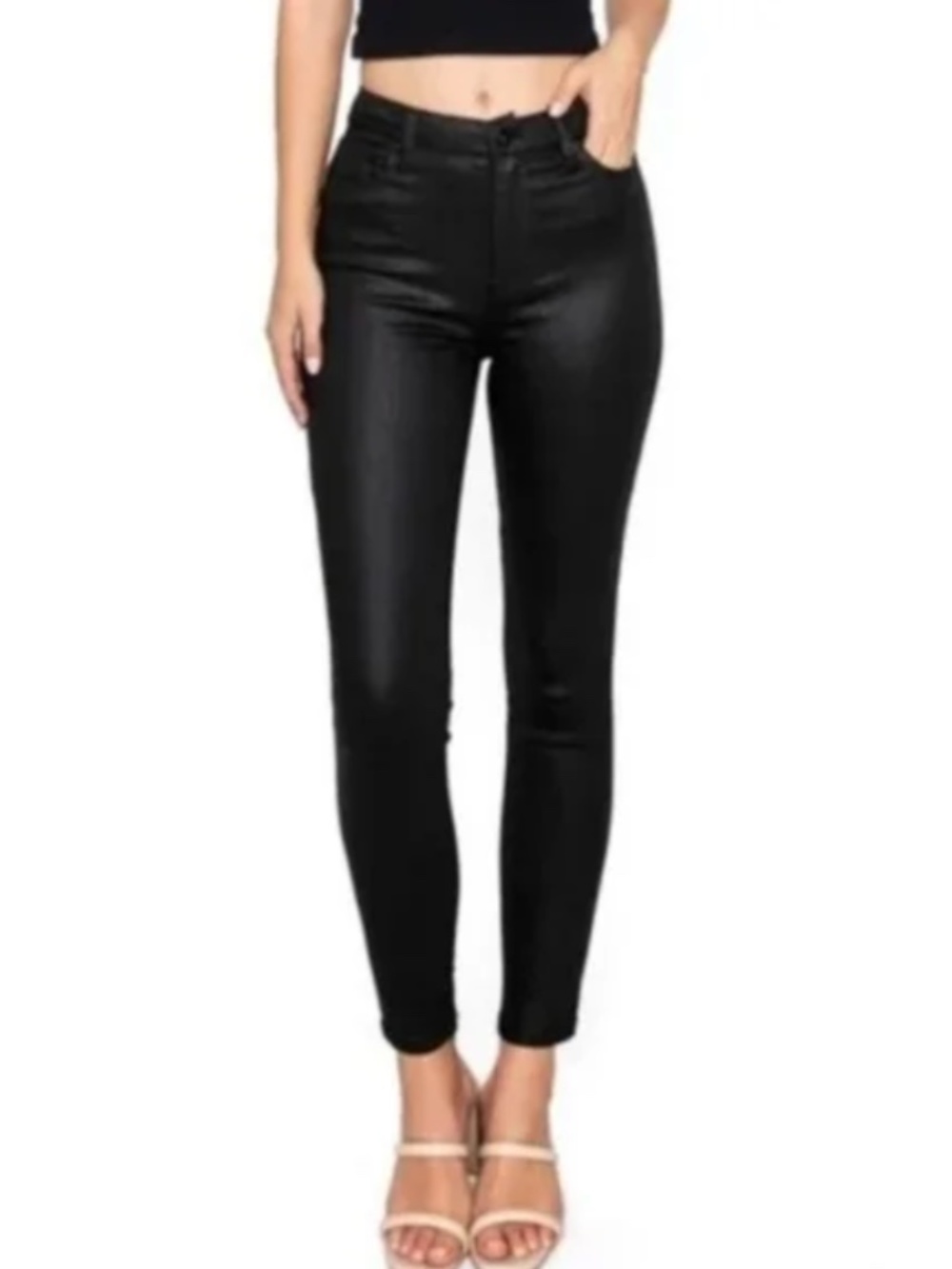 Kendall + Kylie The Kontour High Rise Coated Black Skinny Jeans Size 5/27